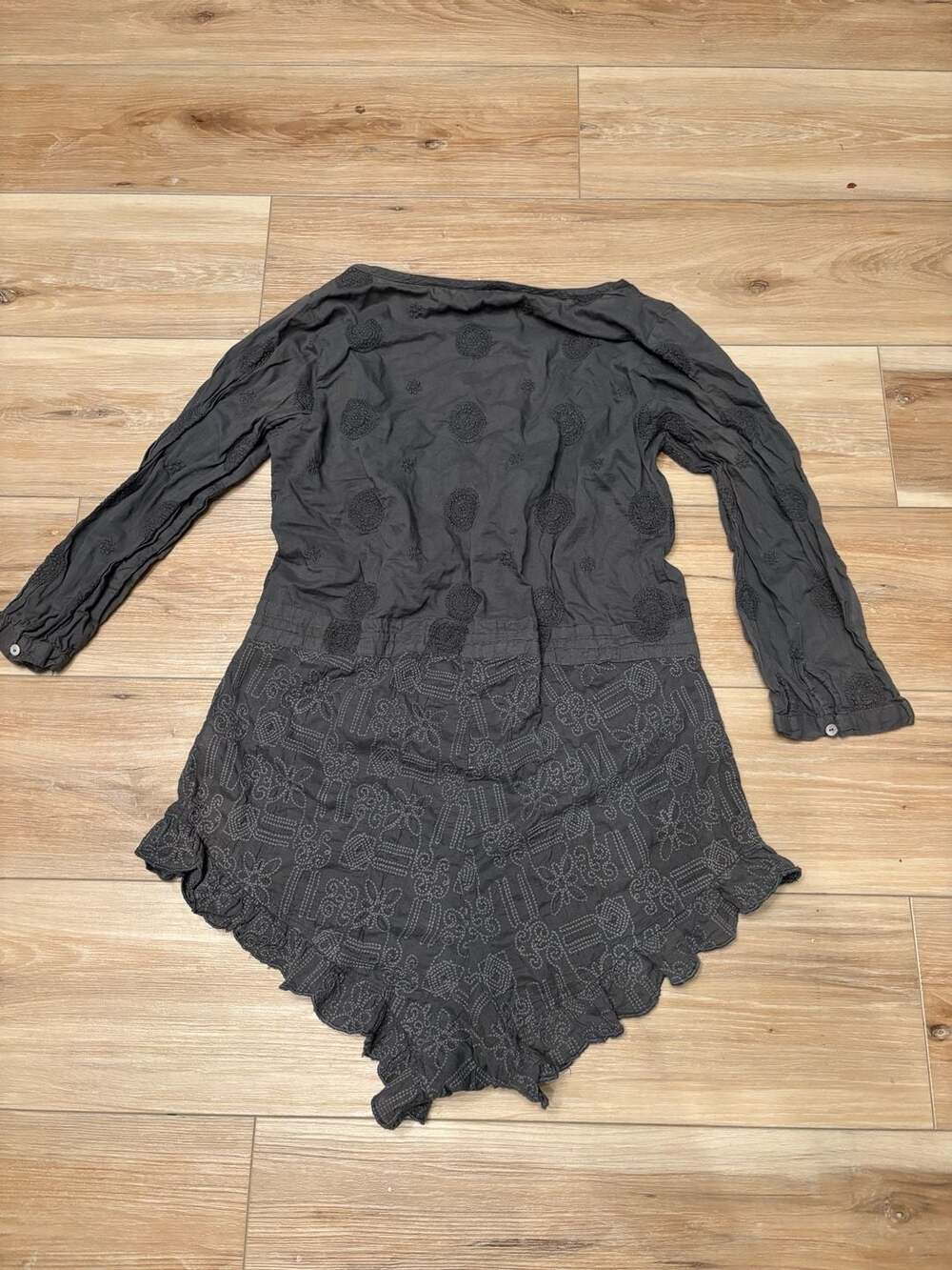 Sea Gypsies Drifter Embroidered Boho Long Sleeve Romper Gray Size L - Picture 6 of 6